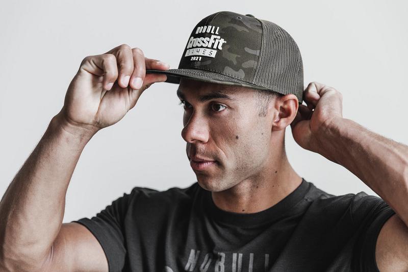 Men's Nobull Crossfit Games Flat-Brim Trucker Hats Black | SG J2576P